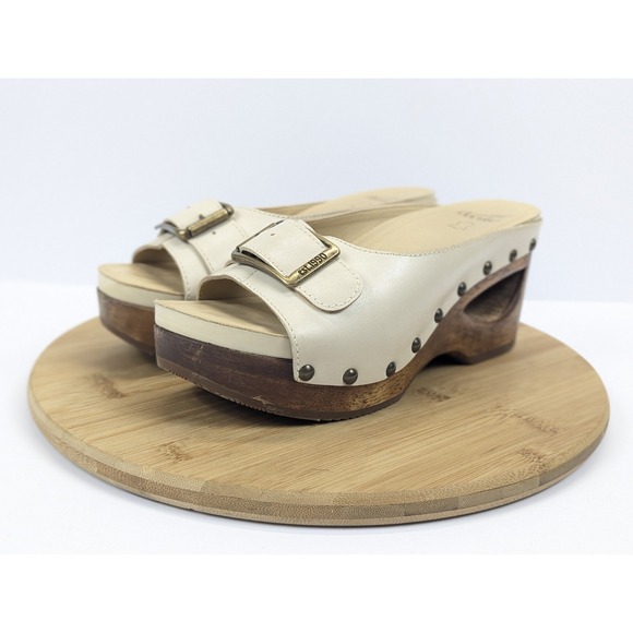 Dansko Adeline Wedge Wood Womans 9.5 Sandals Slide Buckle Platform Slip On - Picture 6 of 12